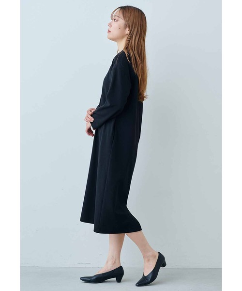 ＩＥＤＩＴ 帯電防止加工がうれしい いつもキレイな黒が続く純黒素材の大人シックな裏微起毛ワンピース〈ブラック〉（ワンピース）｜IEDIT（イディット）