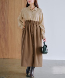 COHINA | ドッキングタックスカートワンピース 【低身長・小柄女性】(ワンピース)