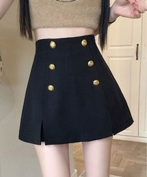 金ボタン ハイウエスト ミニスカート パンツ