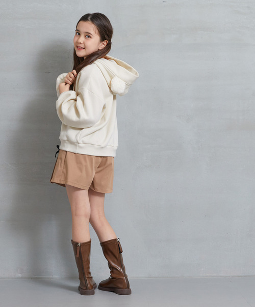 coca（coca）（コカ）の「【WEB限定セール】キッズ　裏起毛クマ耳パーカー（パーカー・キッズ・ブラック/アイボリー/ライトピンク・140/130/150/120）」の14枚目の写真