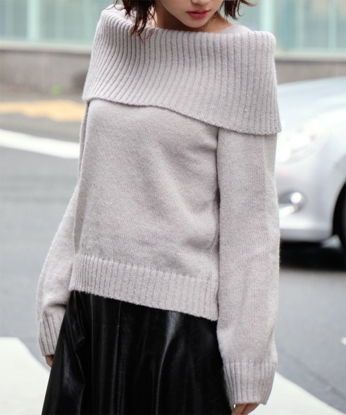 セール】モヘアタッチ オフショルニットトップス（ニット/セーター