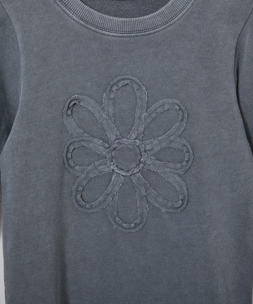 CIAOPANIC TYPY（チャオパニックティピー）の「【25SS新作】【KIDS】ピグメント加工フラワーロープロンパース（ロンパース・キッズ・チャコールグレー/オフホワイト・80）」の10枚目の写真