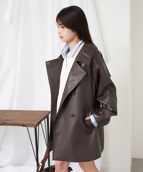 RAY CASSIN（レイカズン）の「トレンチミドルコート（トレンチコート・レディース・ライトベージュ/ベージュ/ブラウン・FREE）」の6枚目の写真