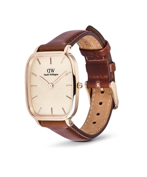 Daniel Wellington(ダニエルウェリントン)の「Marlon Sheffield Linen 本革 32×36.5MM ローズゴールド/シルバー(アナログ腕時計・メンズ・ピンクゴールド/シルバー・ONE SIZE)」の7枚目の写真