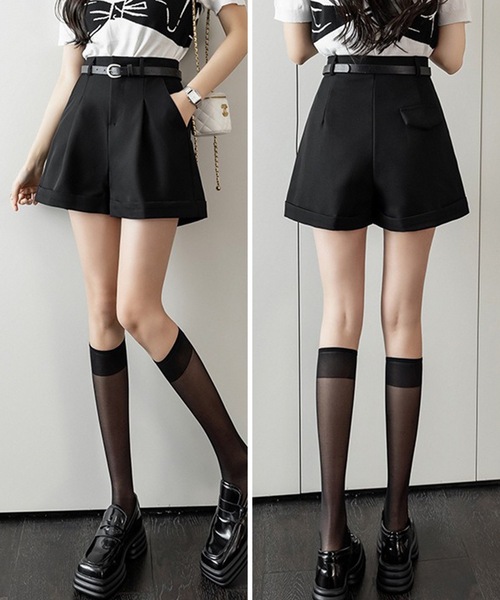Lace Ladies(レースレディース)の「裾ロールアップ タック ショートパンツ(その他パンツ・レディース・グレイッシュベージュ/ブラック・XL/L/M/S)」の7枚目の写真