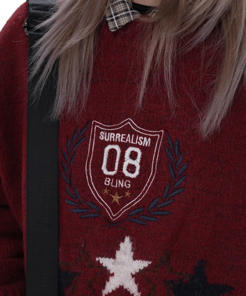 WESTBOY（ウエストボーイ）の「オーバーサイズ ニットプルオーバーWO25S3TP01【WB ORIGINALS】（ニット/セーター・メンズ・ダークネイビー/レッド/ホワイト・L/M/XL）」の5枚目の写真