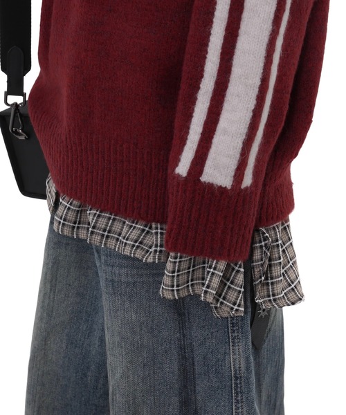 WESTBOY（ウエストボーイ）の「オーバーサイズ ニットプルオーバーWO25S3TP01【WB ORIGINALS】（ニット/セーター・メンズ・ダークネイビー/レッド/ホワイト・L/M/XL）」の6枚目の写真