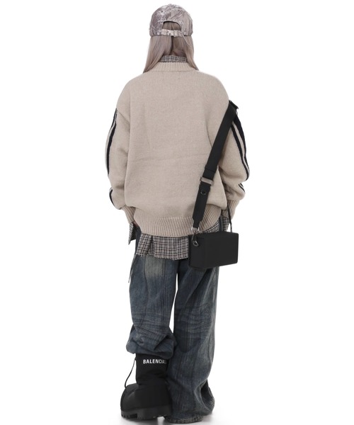 WESTBOY（ウエストボーイ）の「オーバーサイズ ニットプルオーバーWO25S3TP01【WB ORIGINALS】（ニット/セーター・メンズ・ダークネイビー/レッド/ホワイト・L/M/XL）」の12枚目の写真