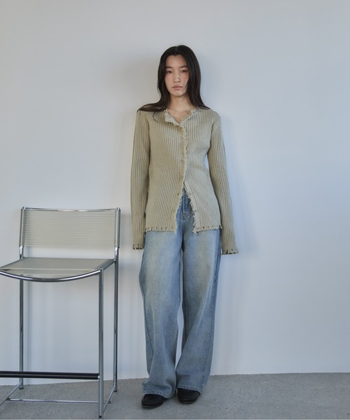 feepur（フェピュール）の「【ハンドウォッシャブル】ダメージリブカーディガン（カーディガン/ボレロ・レディース・ベージュ/杢グレー/ブラック/オフホワイト・MEDIUM）」の22枚目の写真