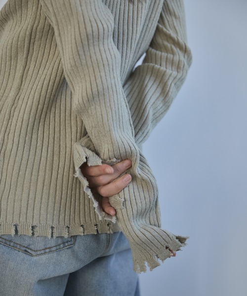 feepur（フェピュール）の「【ハンドウォッシャブル】ダメージリブカーディガン（カーディガン/ボレロ・レディース・ベージュ/杢グレー/ブラック/オフホワイト・MEDIUM）」の19枚目の写真