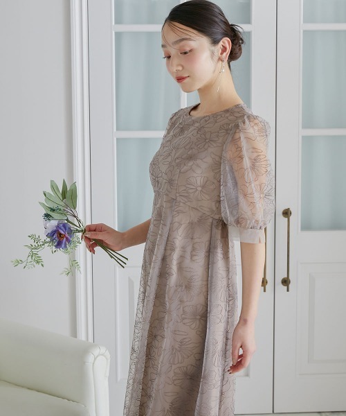 Jolie et Jolie(ジョリーエジョリー)の「刺繍レースラウンドウエスト切り替えワンピースドレス(ドレス・レディース・ベージュ/ネイビー・M/L/3L/LL/4L)」の10枚目の写真