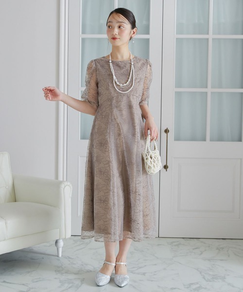 Jolie et Jolie(ジョリーエジョリー)の「刺繍レースラウンドウエスト切り替えワンピースドレス(ドレス・レディース・ベージュ/ネイビー・M/L/3L/LL/4L)」の17枚目の写真