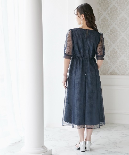 Jolie et Jolie(ジョリーエジョリー)の「刺繍レースラウンドウエスト切り替えワンピースドレス(ドレス・レディース・ベージュ/ネイビー・M/L/3L/LL/4L)」の5枚目の写真