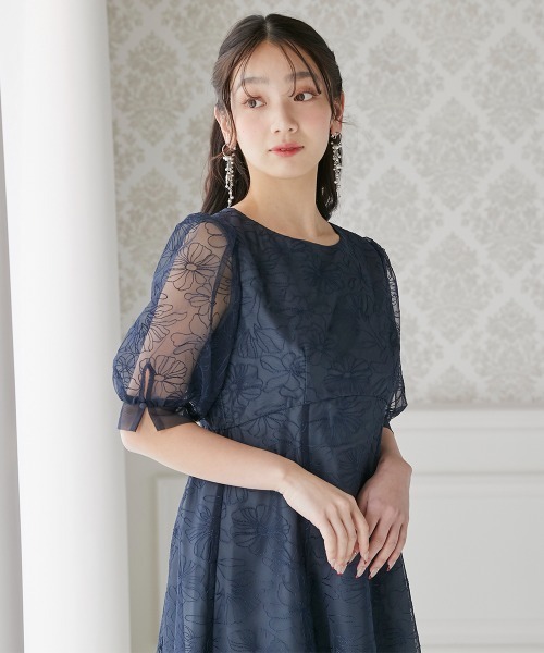 Jolie et Jolie(ジョリーエジョリー)の「刺繍レースラウンドウエスト切り替えワンピースドレス(ドレス・レディース・ベージュ/ネイビー・M/L/3L/LL/4L)」の7枚目の写真