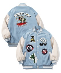 スタジャン（ブルー・ネイビー/青色系・ブランドロゴ