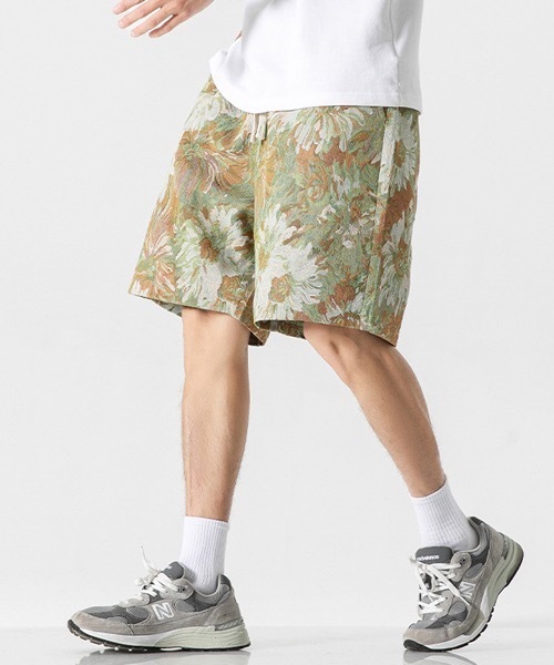 rehacer(レアセル)の「R. : Flower Jacquard Loose Shorts(その他パンツ・メンズ・グリーン/ブラック・MEDIUM/LARGE/X-LARGE)」の1枚目の写真