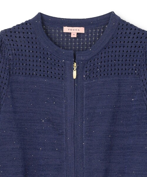 TOCCA(トッカ)の「SPIDERWEB KNIT ニットブルゾン(カーディガン/ボレロ・レディース・アイボリー系/ネイビー系・SMALL/MEDIUM)」の8枚目の写真