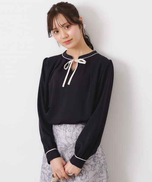 couture brooch（クチュールブローチ）の「【レディ感UP・お仕事にも】配色リボンタイブラウス（シャツ/ブラウス・レディース・アイボリー系7/アイボリー系4/ネイビー系4・38/40/36/42）」の8枚目の写真