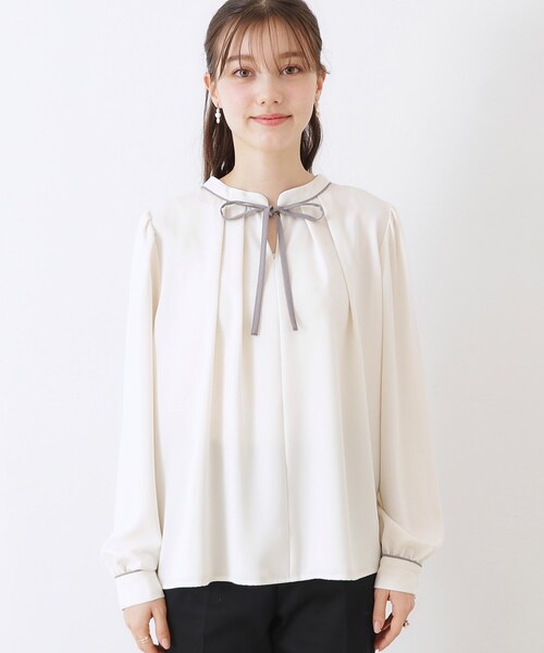 couture brooch（クチュールブローチ）の「【レディ感UP・お仕事にも】配色リボンタイブラウス（シャツ/ブラウス・レディース・アイボリー系7/アイボリー系4/ネイビー系4・38/40/36/42）」の16枚目の写真