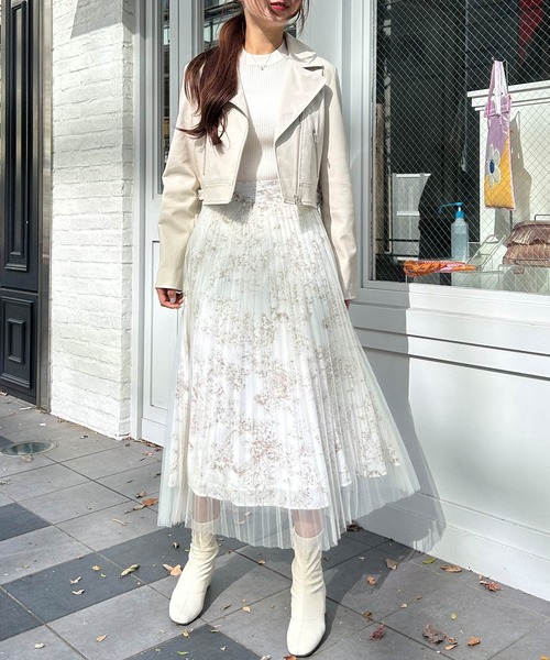 INGNI（イング）の「【WEB限定】クロップド丈ライダースジャケット（ライダースジャケット・レディース・ブラック/アイボリー・M）」の16枚目の写真