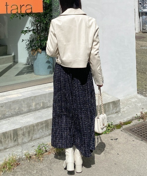 INGNI（イング）の「【WEB限定】クロップド丈ライダースジャケット（ライダースジャケット・レディース・ブラック/アイボリー・M）」の12枚目の写真