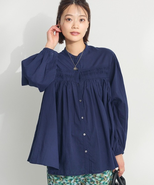 CRAFT STANDARD BOUTIQUE(クラフトスタンダードブティック)の「インド綿ピンタックブラウス(シャツ/ブラウス・レディース・オフホワイト/ネイビー/レッド・FREE)」の2枚目の写真
