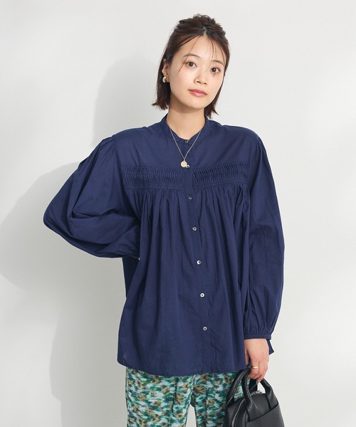 CRAFT STANDARD BOUTIQUE(クラフトスタンダードブティック)の「インド綿ピンタックブラウス(シャツ/ブラウス・レディース・オフホワイト/ネイビー/レッド・FREE)」の10枚目の写真