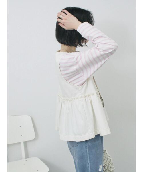 Samansa Mos2 blue（サマンサモスモスブルー）の「【ECO DENIM】 ペプラムベスト（ベスト・レディース・オフホワイト/チャコールグレー・F）」の18枚目の写真