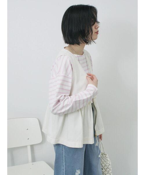 Samansa Mos2 blue（サマンサモスモスブルー）の「【ECO DENIM】 ペプラムベスト（ベスト・レディース・オフホワイト/チャコールグレー・F）」の19枚目の写真