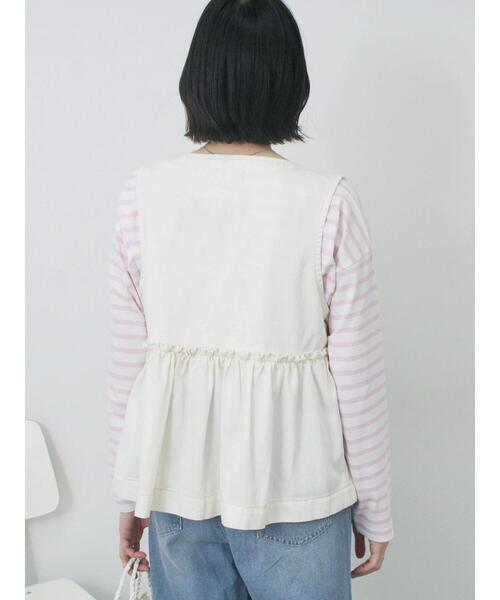 Samansa Mos2 blue（サマンサモスモスブルー）の「【ECO DENIM】 ペプラムベスト（ベスト・レディース・オフホワイト/チャコールグレー・F）」の20枚目の写真