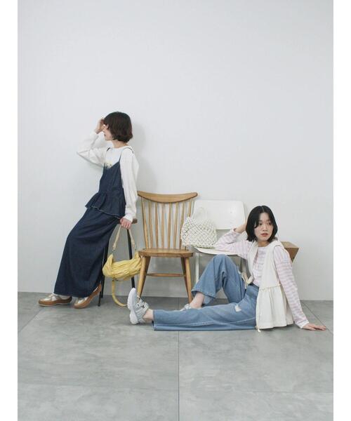 Samansa Mos2 blue（サマンサモスモスブルー）の「【ECO DENIM】 ペプラムベスト（ベスト・レディース・オフホワイト/チャコールグレー・F）」の9枚目の写真