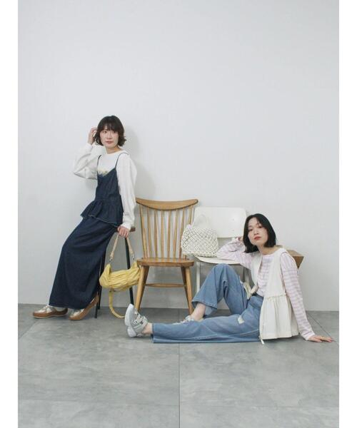 Samansa Mos2 blue（サマンサモスモスブルー）の「【ECO DENIM】 ペプラムベスト（ベスト・レディース・オフホワイト/チャコールグレー・F）」の10枚目の写真