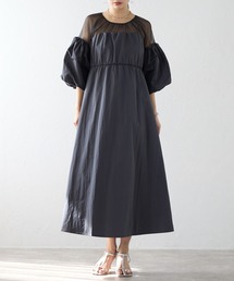 r.（アールドット）の「タフタ×チュール　ドッキングワンピース（ワンピース）」
