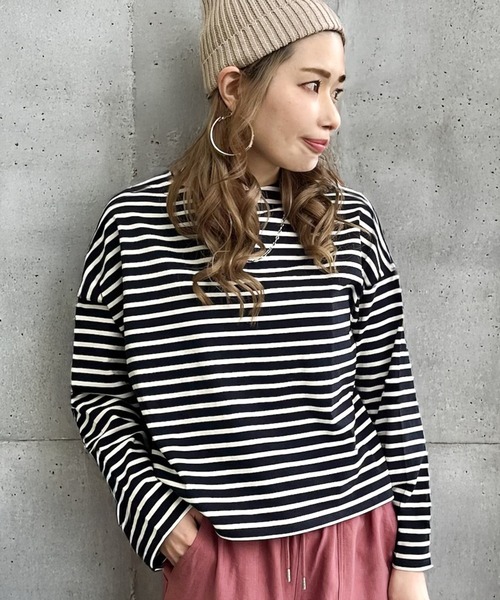 セール】ボックスシルエットボーダープルオーバー（Tシャツ