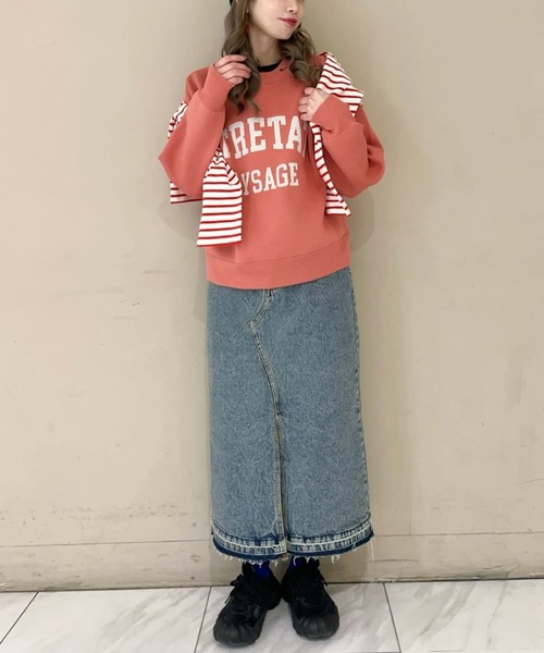 Green Parks(グリーンパークス)の「ボックスシルエットボーダープルオーバー(Tシャツ/カットソー・レディース・レッド/イエロー/グリーン/ダークネイビー・FREE)」の19枚目の写真
