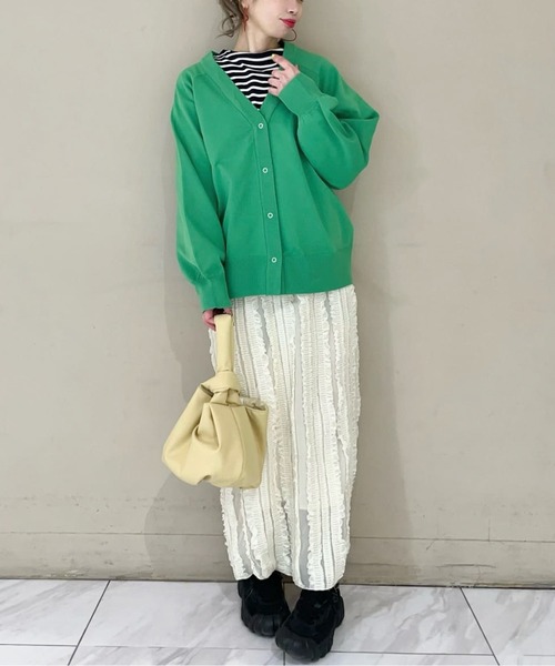 Green Parks(グリーンパークス)の「ボックスシルエットボーダープルオーバー(Tシャツ/カットソー・レディース・レッド/イエロー/グリーン/ダークネイビー・FREE)」の15枚目の写真