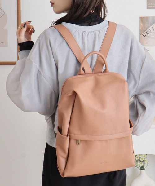 Legato Largo（レガートラルゴ）の「Legato Largo ざっくり収納リュック（バックパック/リュック・レディース・ブラック/アイボリー/ピンクベージュ・FREE）」の12枚目の写真