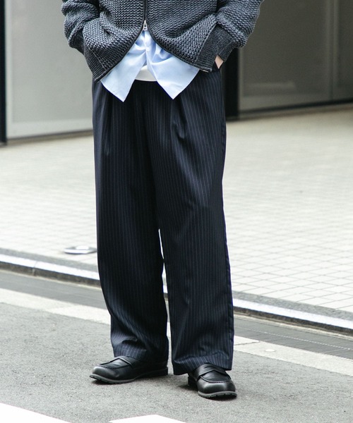 soerte ストライプ　スラックス soerte ワイドストレート スラックスパンツ ストライプ
