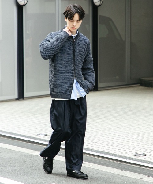 SENSE OF PLACE by URBAN RESEARCH(センスオブプレイスバイアーバンリサーチ)の「ピンストライプタックワイドスラックス(その他パンツ・メンズ・ネイビー/ブラック・LARGE/MEDIUM)」の6枚目の写真