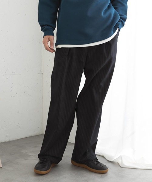 SENSE OF PLACE by URBAN RESEARCH(センスオブプレイスバイアーバンリサーチ)の「ピンストライプタックワイドスラックス(その他パンツ・メンズ・ネイビー/ブラック・LARGE/MEDIUM)」の8枚目の写真