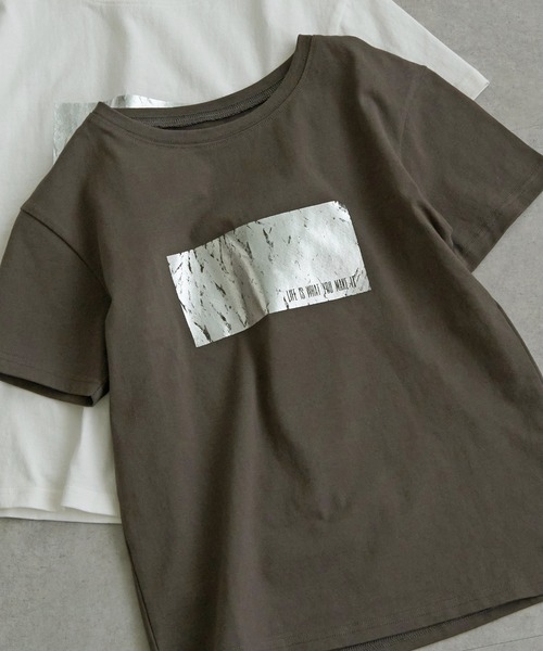 notch.（ノッチ）の「箔プリントアソートコンパクトTシャツ（Tシャツ/カットソー・レディース・オフホワイト/シルバー/ホワイト/チャコール/ダークグレー/その他2・M）」の5枚目の写真