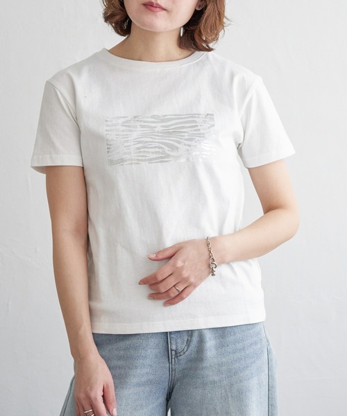 notch.（ノッチ）の「箔プリントアソートコンパクトTシャツ（Tシャツ/カットソー・レディース・オフホワイト/シルバー/ホワイト/チャコール/ダークグレー/その他2・M）」の19枚目の写真