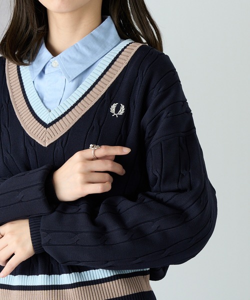 FRED PERRY】BOLD TIPPED CABLE KNIT JUMPER K1102（ニット/セーター