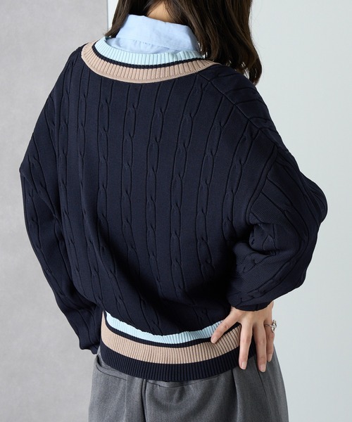 フレッドペリー　Bold Tipped Cable Knit Jumper Bold Tipped Cable Knit Jumper - Navy | Men's Knitwear | Jumpers