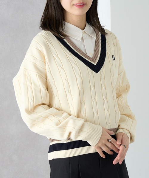 FRED PERRY】BOLD TIPPED CABLE KNIT JUMPER K1102（ニット/セーター