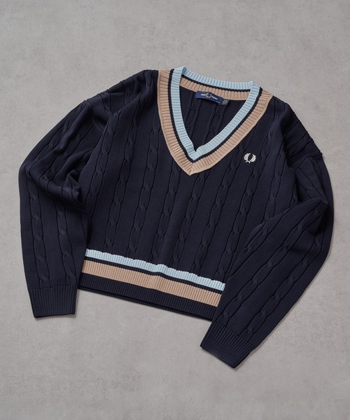 FRED PERRY（フレッドペリー）の「【FRED PERRY】BOLD TIPPED CABLE KNIT JUMPER K1102（ニット/セーター・レディース・ネイビー/アイボリー・FREE）」の13枚目の写真