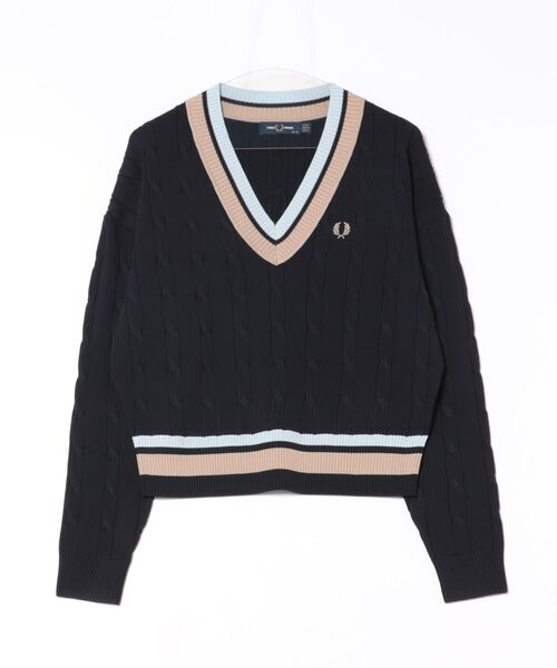 FRED PERRY（フレッドペリー）の「【FRED PERRY】BOLD TIPPED CABLE KNIT JUMPER K1102（ニット/セーター・レディース・ネイビー/アイボリー・FREE）」の18枚目の写真