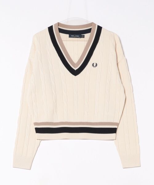 FRED PERRY（フレッドペリー）の「【FRED PERRY】BOLD TIPPED CABLE KNIT JUMPER K1102（ニット/セーター・レディース・ネイビー/アイボリー・FREE）」の16枚目の写真