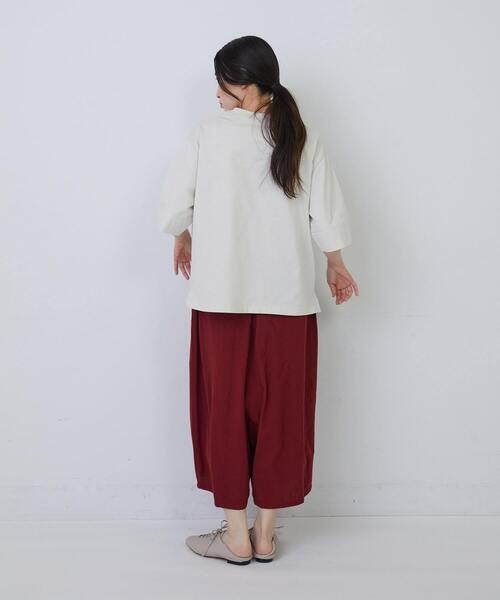 conges payes ADIEU TRISTESSE(コンジェ ペイエ アデュートリステス)の「ミールプリントTシャツ(Tシャツ/カットソー・レディース・グレイッシュベージュ/ブルーグレー/イエロー・FREE)」の6枚目の写真
