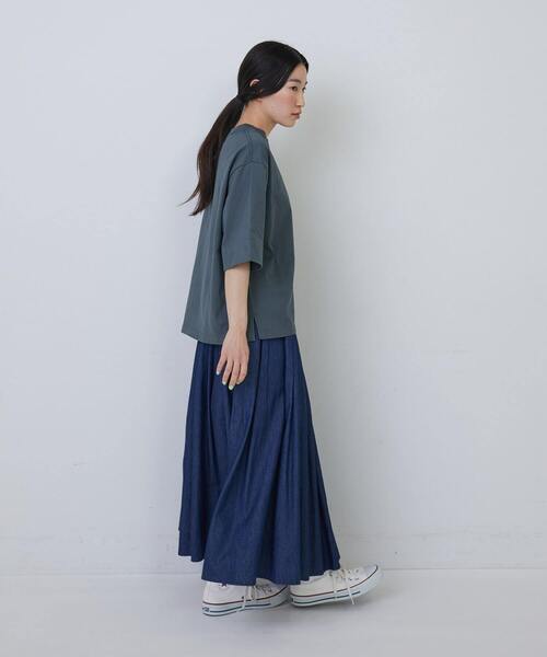 conges payes ADIEU TRISTESSE(コンジェ ペイエ アデュートリステス)の「ミールプリントTシャツ(Tシャツ/カットソー・レディース・グレイッシュベージュ/ブルーグレー/イエロー・FREE)」の11枚目の写真